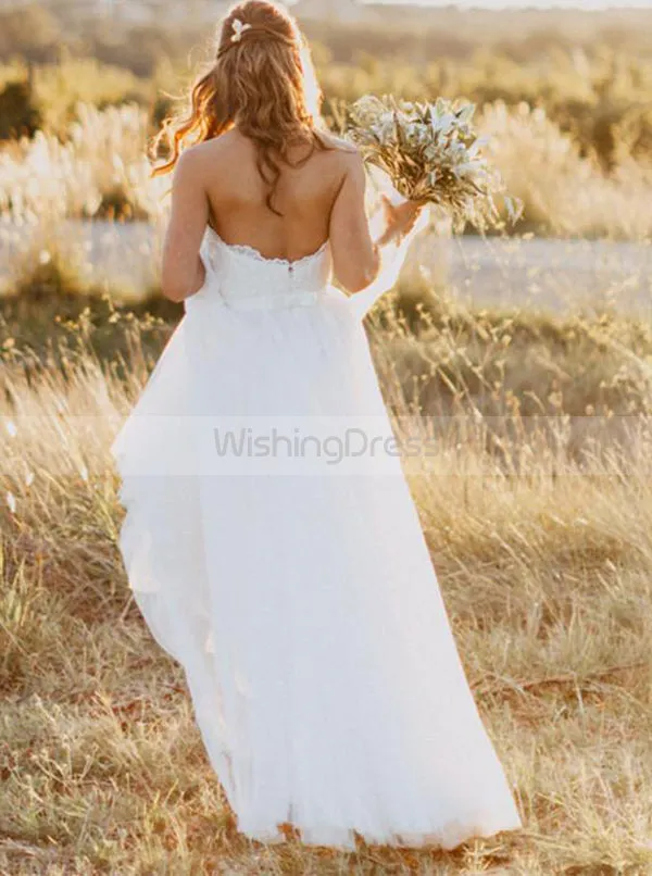 A-line Wedding Dresses,Tulle Wedding Dress,Strapless Bridal Dress,Simple Wedding Dress,WD00169