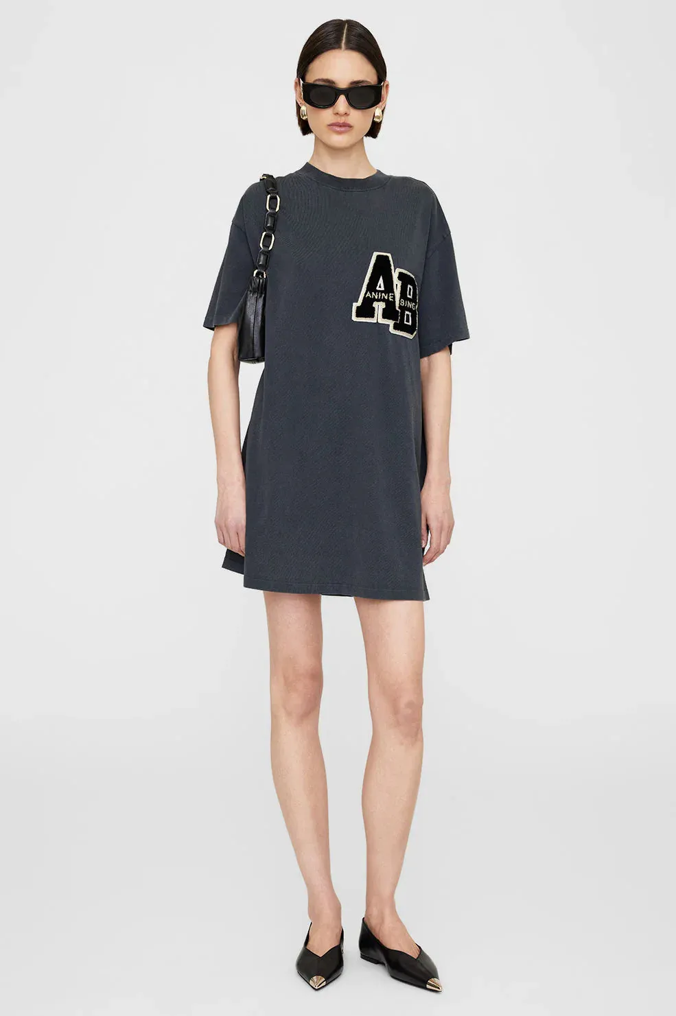 AB Beth Mini Dress Letterman - Washed Black