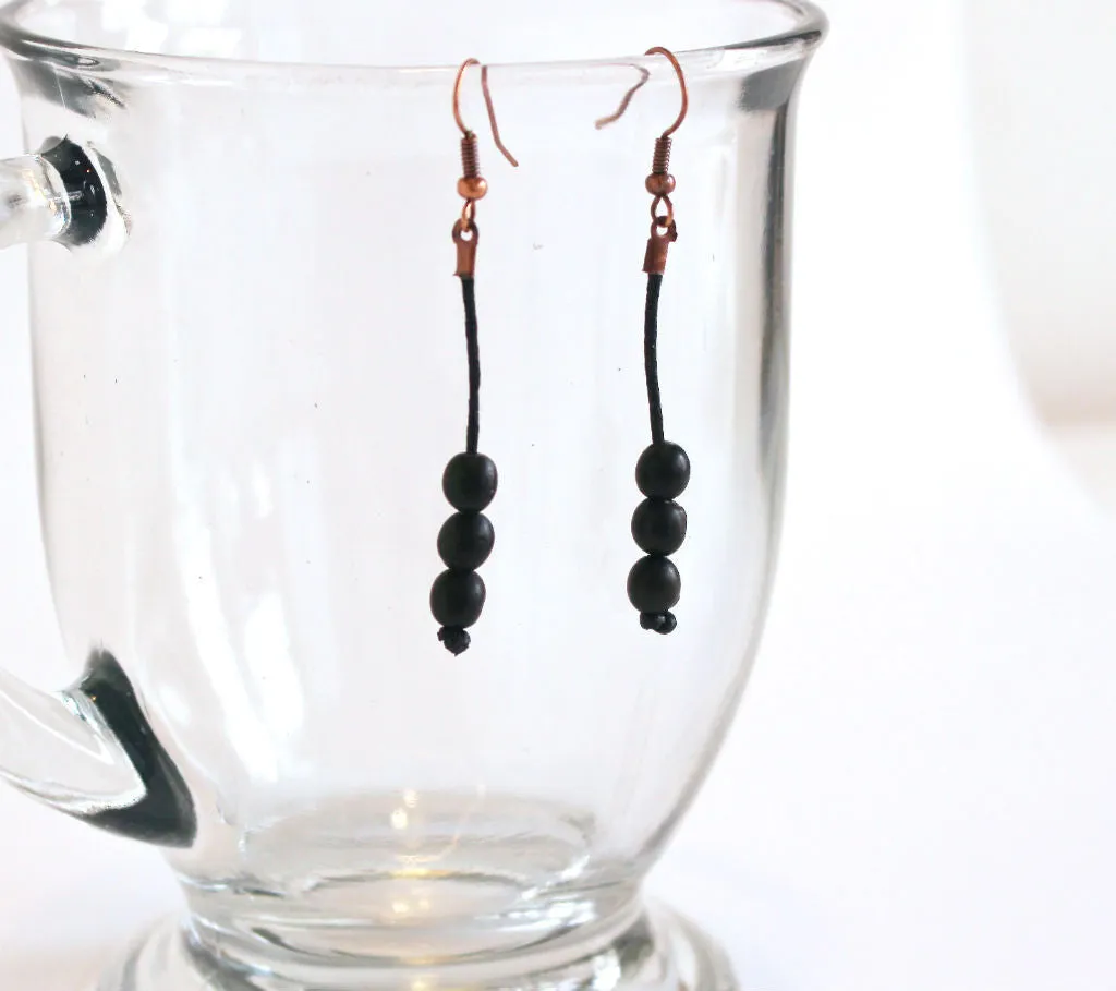 Black Rain Forest Seed Drop Earrings - Natural Artist