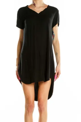 Black Rayon High-Low T-Shirt Dress