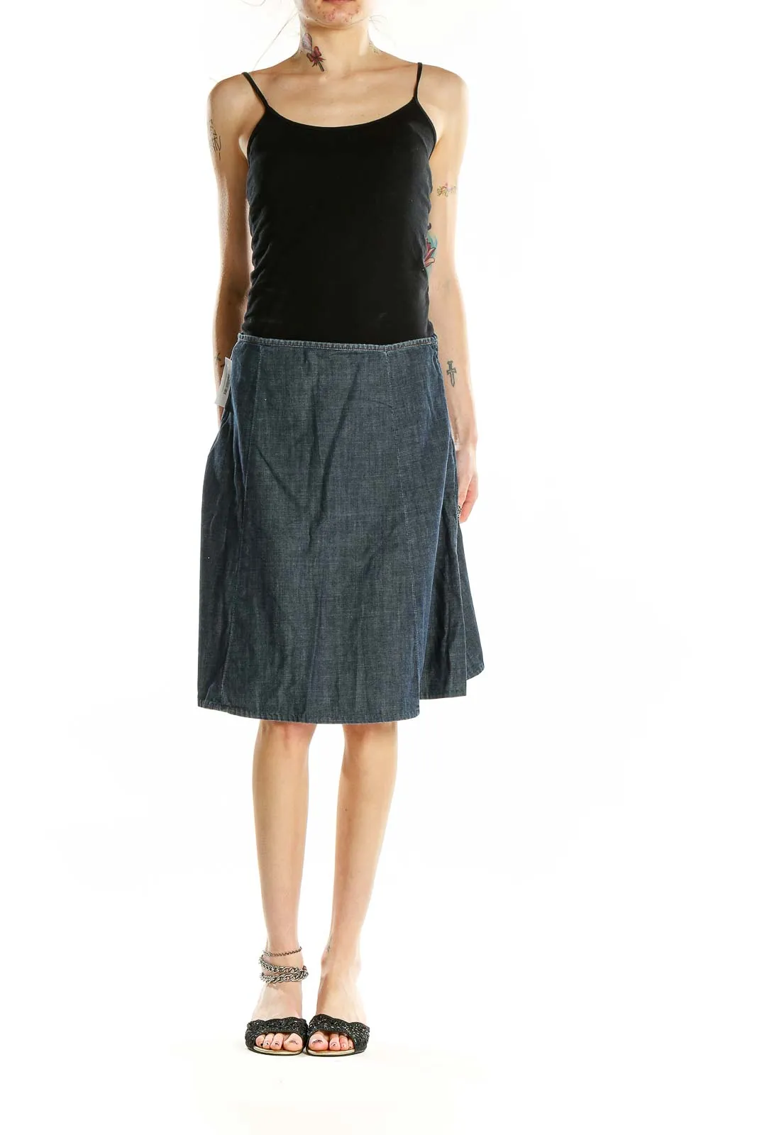 Blue Denim A-Line Skirt