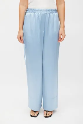 Blue Satin Wide Leg Trouser