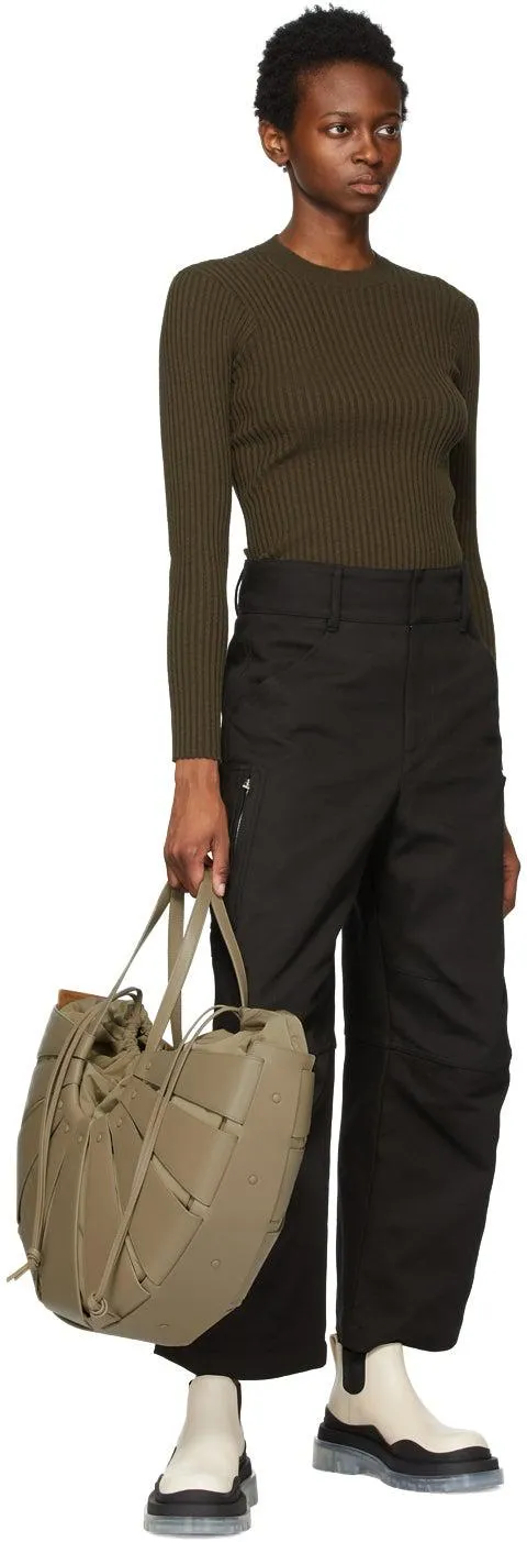 Bottega Veneta Black Canvas Belt Trousers