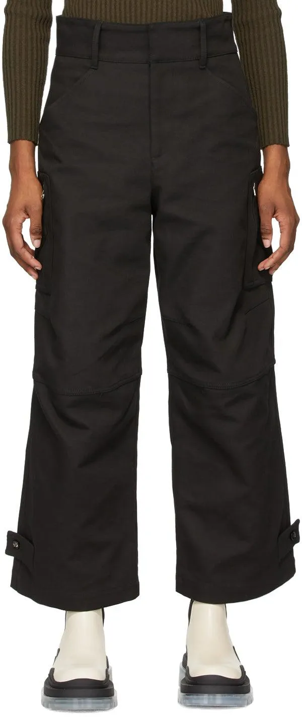 Bottega Veneta Black Canvas Belt Trousers