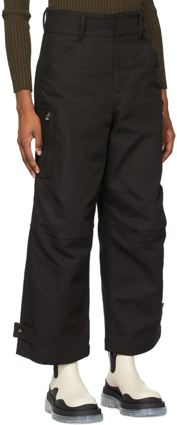 Bottega Veneta Black Canvas Belt Trousers