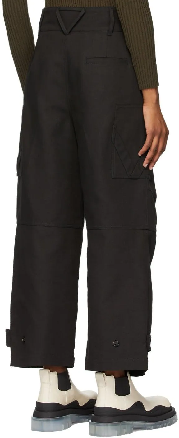 Bottega Veneta Black Canvas Belt Trousers