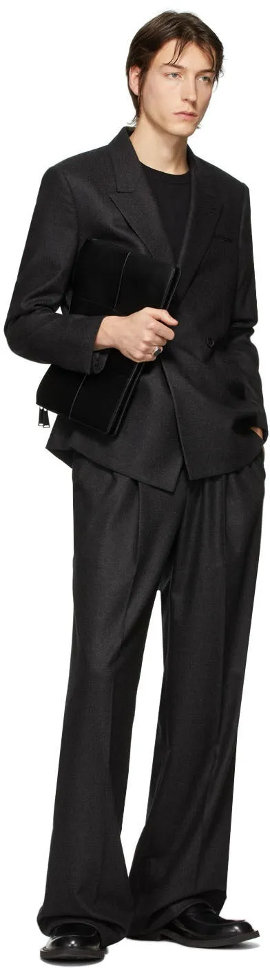 Bottega Veneta Black Cashmere Wide-Leg Trousers