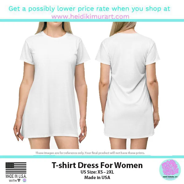 Bright Orange T-Shirt Dress, Solid Color Crewneck Long Tee Shirt Dress For Women - Made in USA