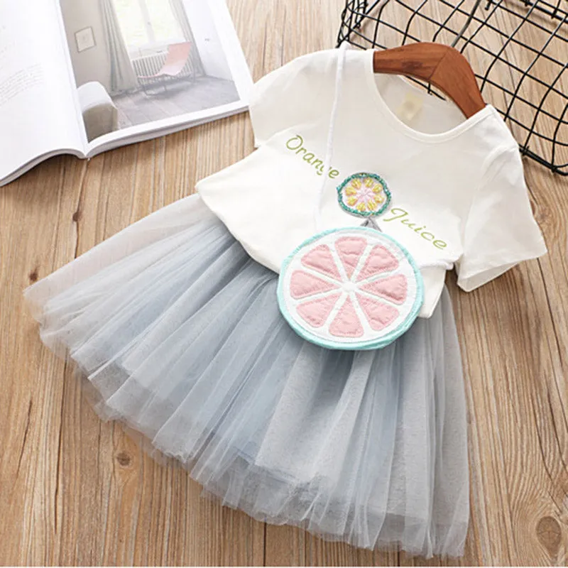 Butterfly Letter T-shirt and Floral Voile Dress