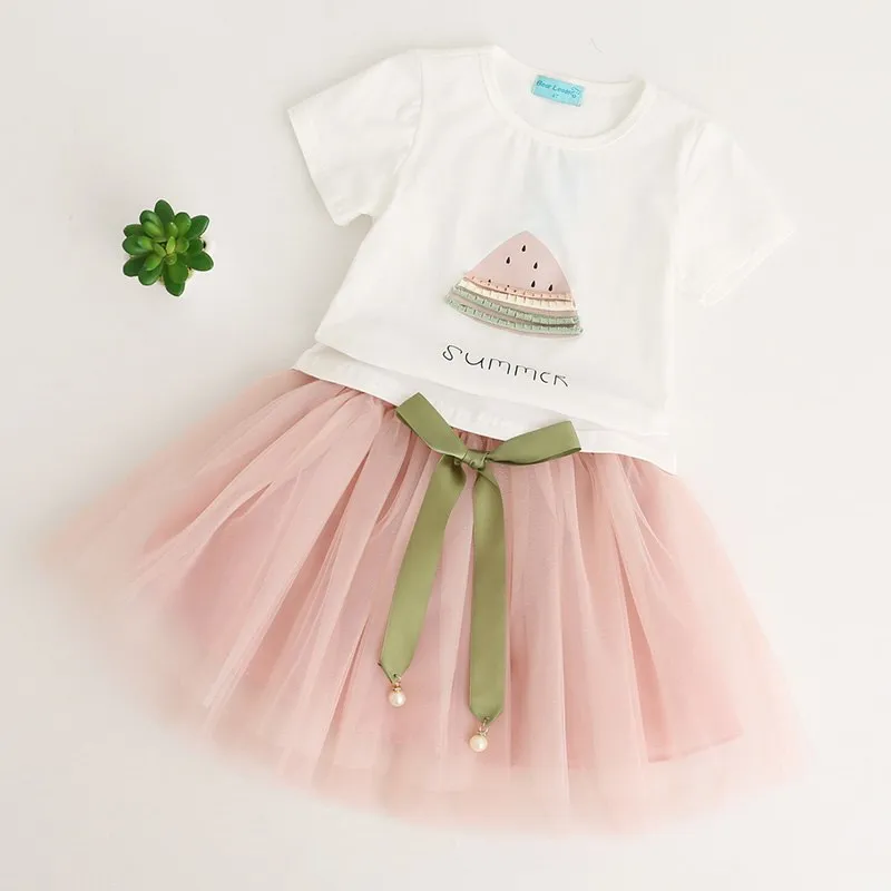 Butterfly Letter T-shirt and Floral Voile Dress