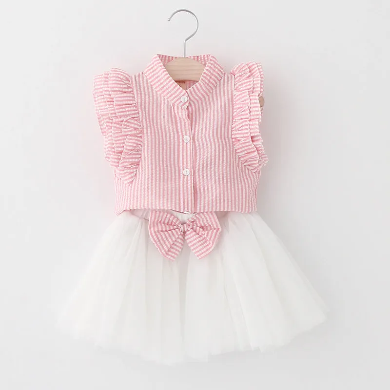 Butterfly Letter T-shirt and Floral Voile Dress