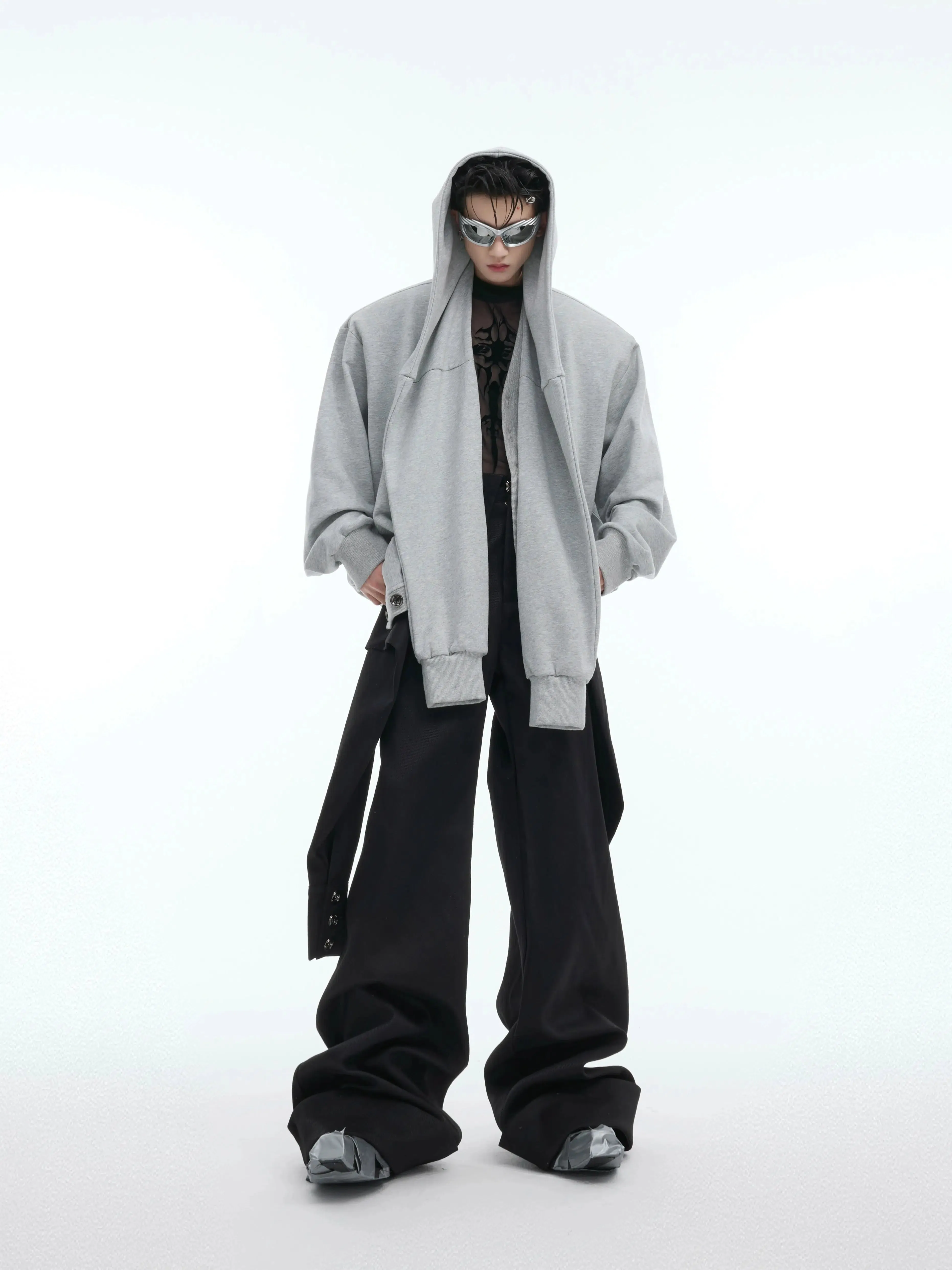Button-Up Design Oversized Hoodie