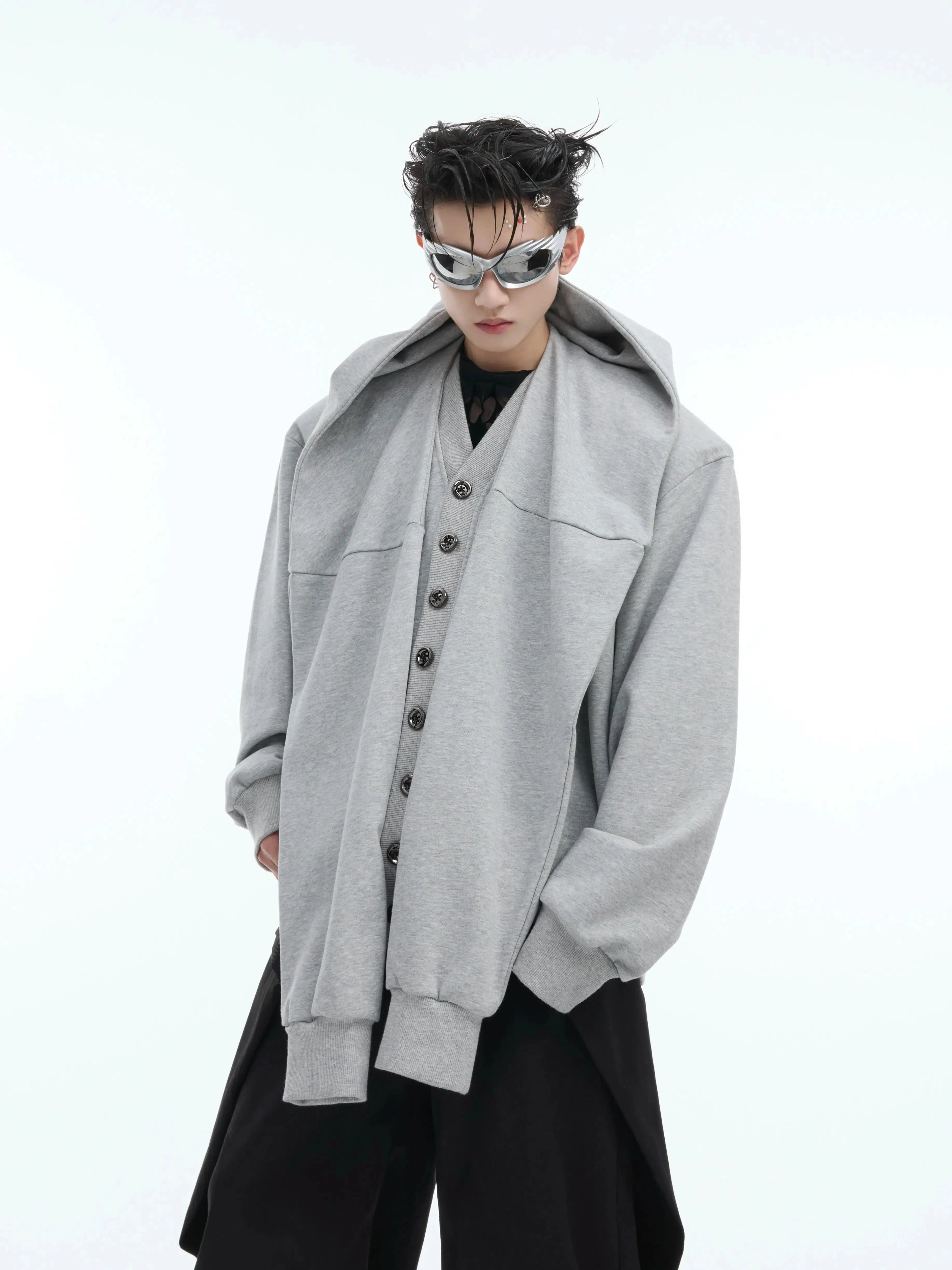 Button-Up Design Oversized Hoodie