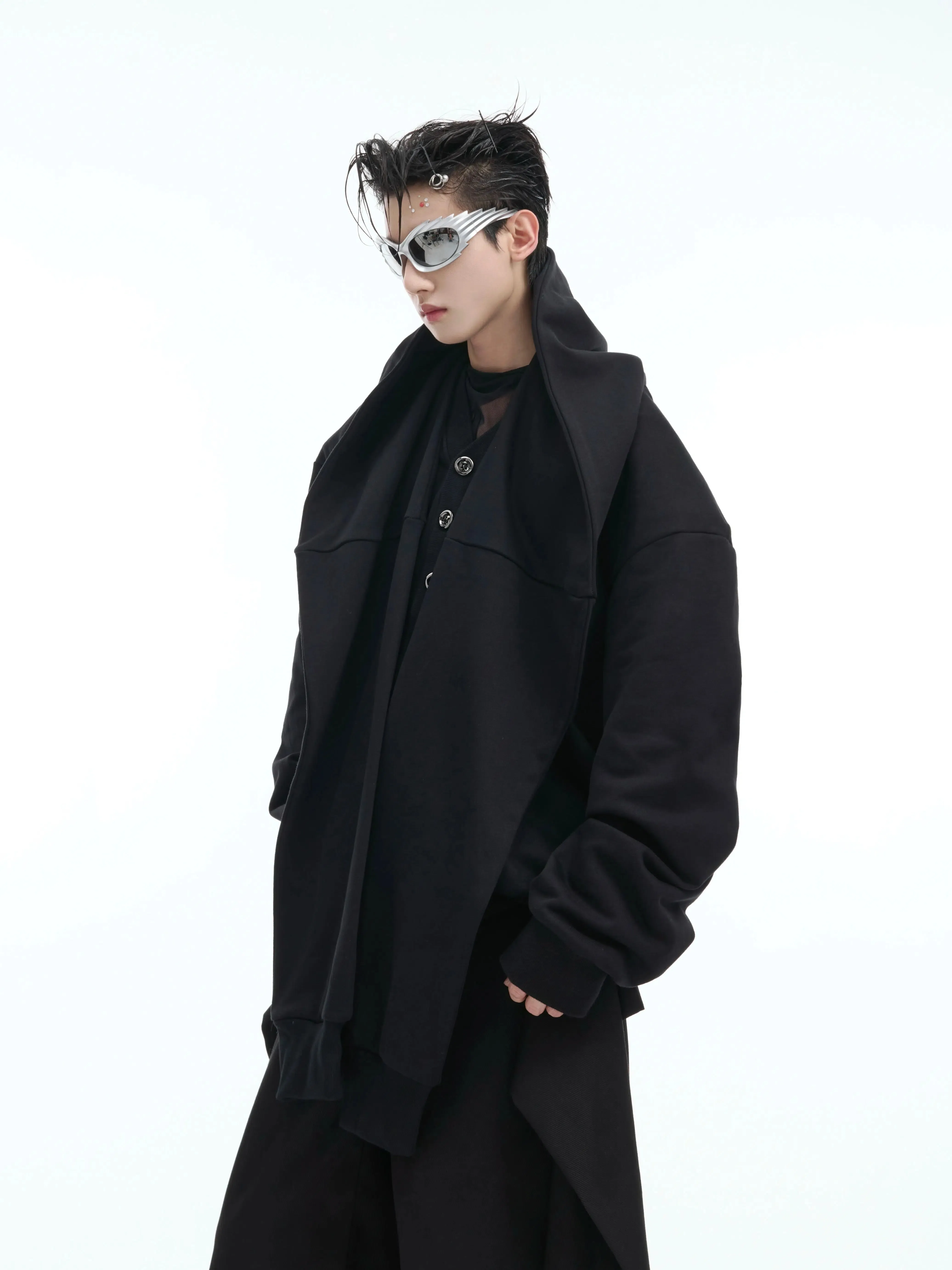 Button-Up Design Oversized Hoodie