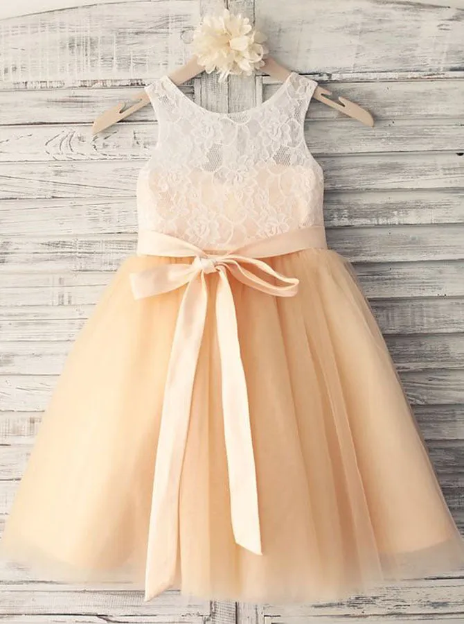 Cute Flower Girl Dresses,Tea Length Flower Girl Dress,Girl Party Dress,FD00080
