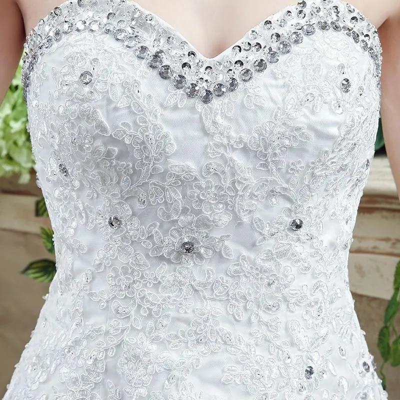 Elegant Sweetheart Wedding Dress with Brush Train