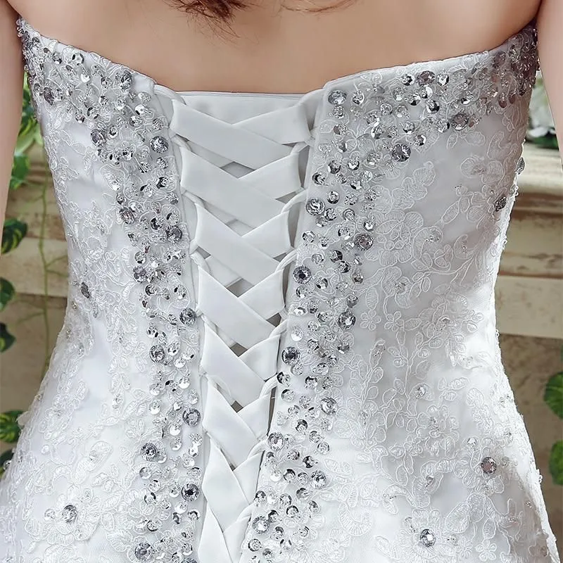 Elegant Sweetheart Wedding Dress with Brush Train