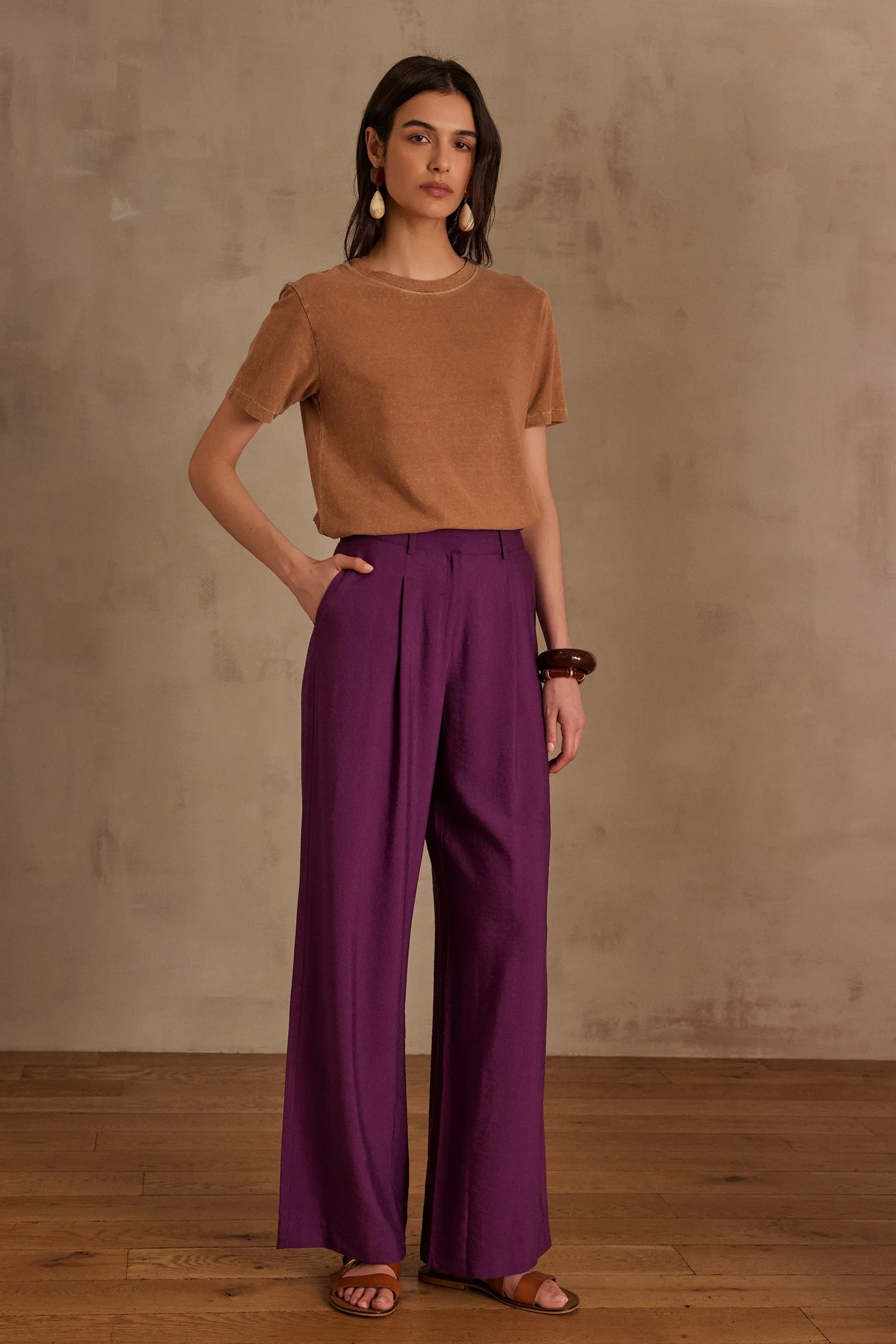 FLAUBERT BOUGAINVILLEA WIDE-LEG TAILORED TROUSERS