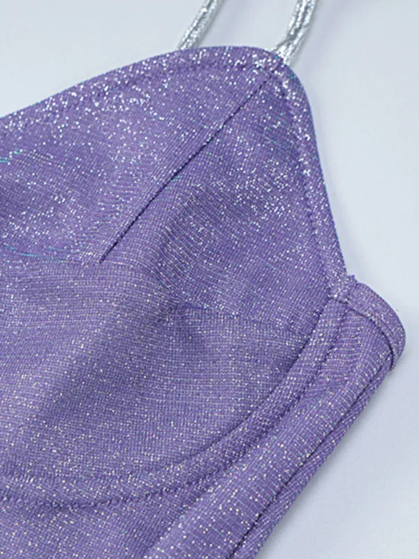 Glitter Party Cami Cutout Cami Bustier Mini Dress