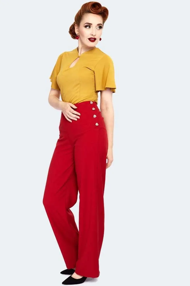 Heart Button High Waisted Trousers