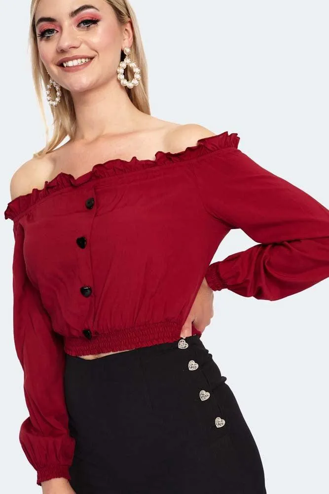 Heart Button High Waisted Trousers