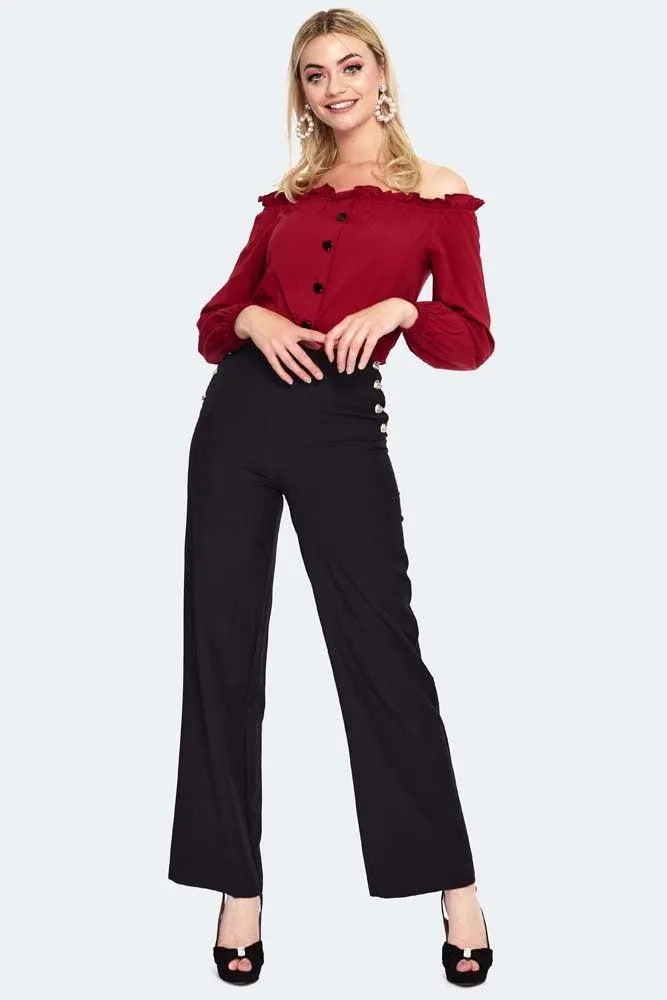 Heart Button High Waisted Trousers