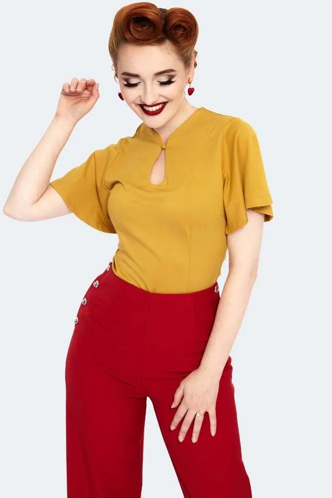 Heart Button High Waisted Trousers