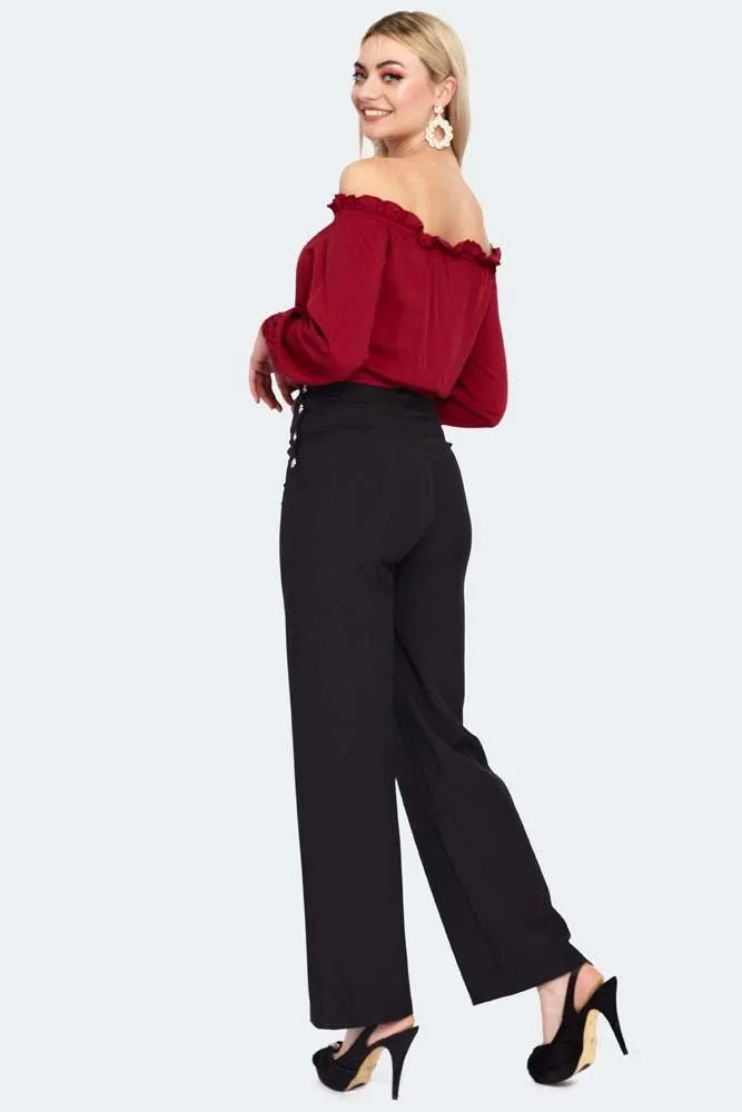 Heart Button High Waisted Trousers