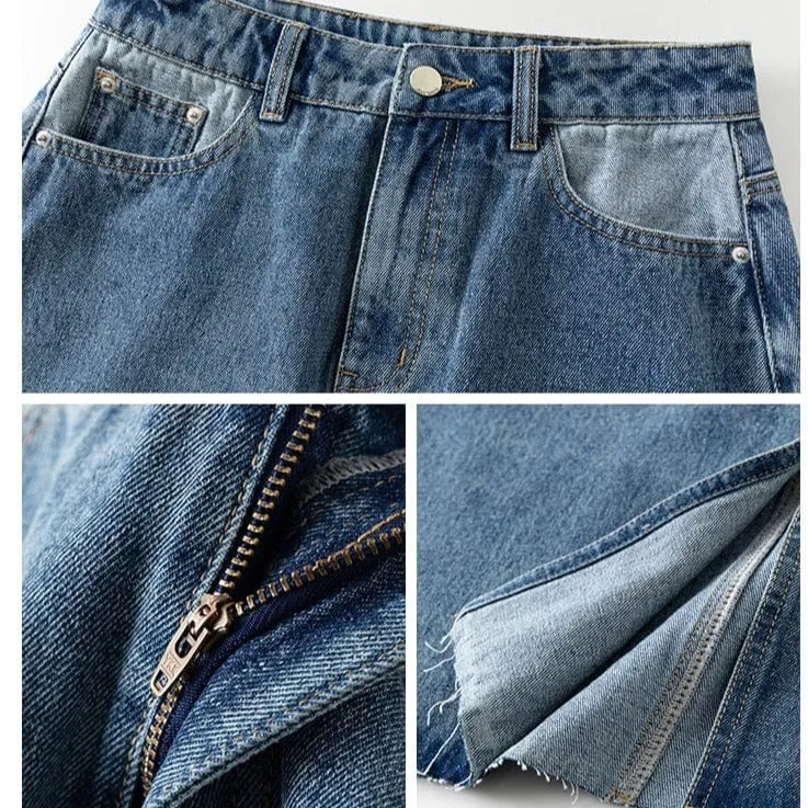 Holly Blue Denim Front Split Skirt