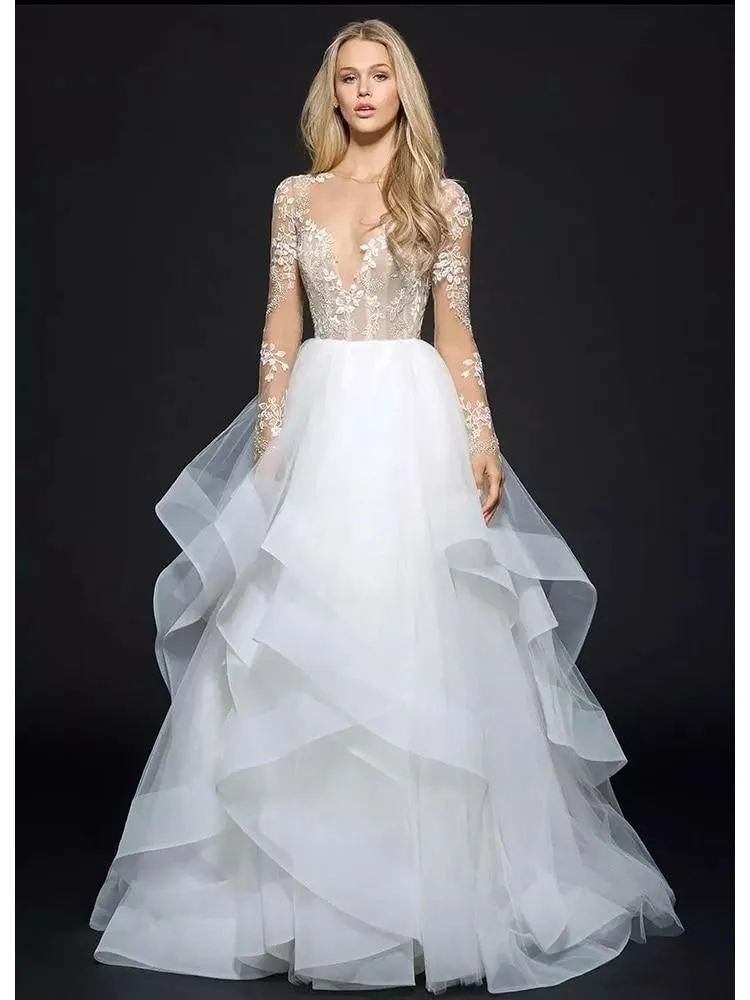 Luxury Princess Wedding Dress with Long Sleeve