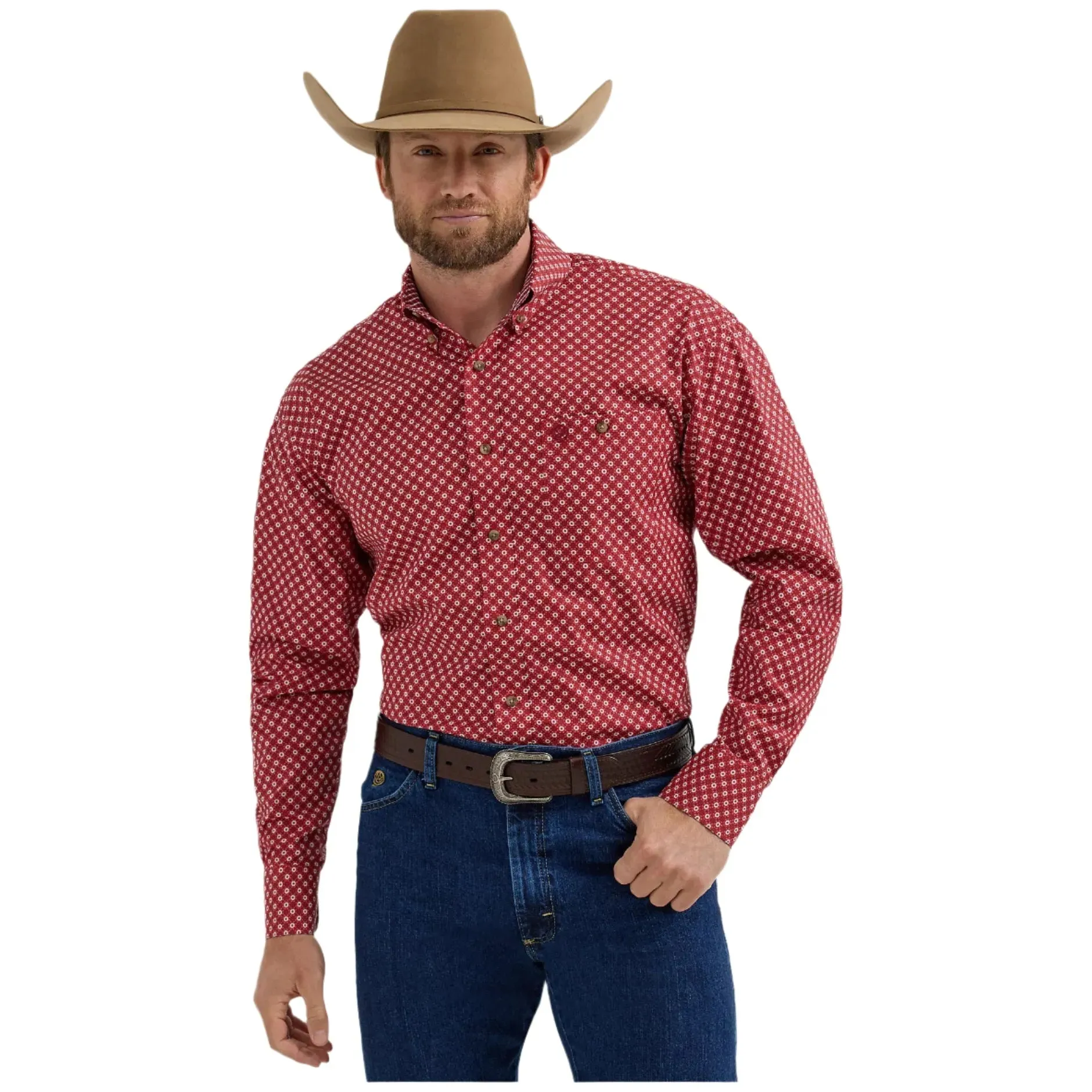 Men's Wrangler® George Strait™ Long Sleeve Button Down One Pocket Shirt 112356601