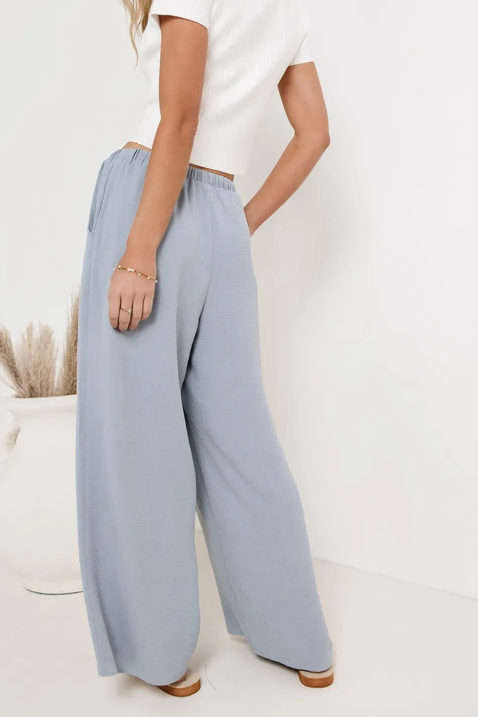 Mia Wide Leg Pants in Light Blue - FINAL SALE