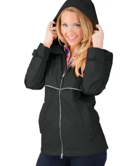 Monogrammed New Englander Rain Jacket Black