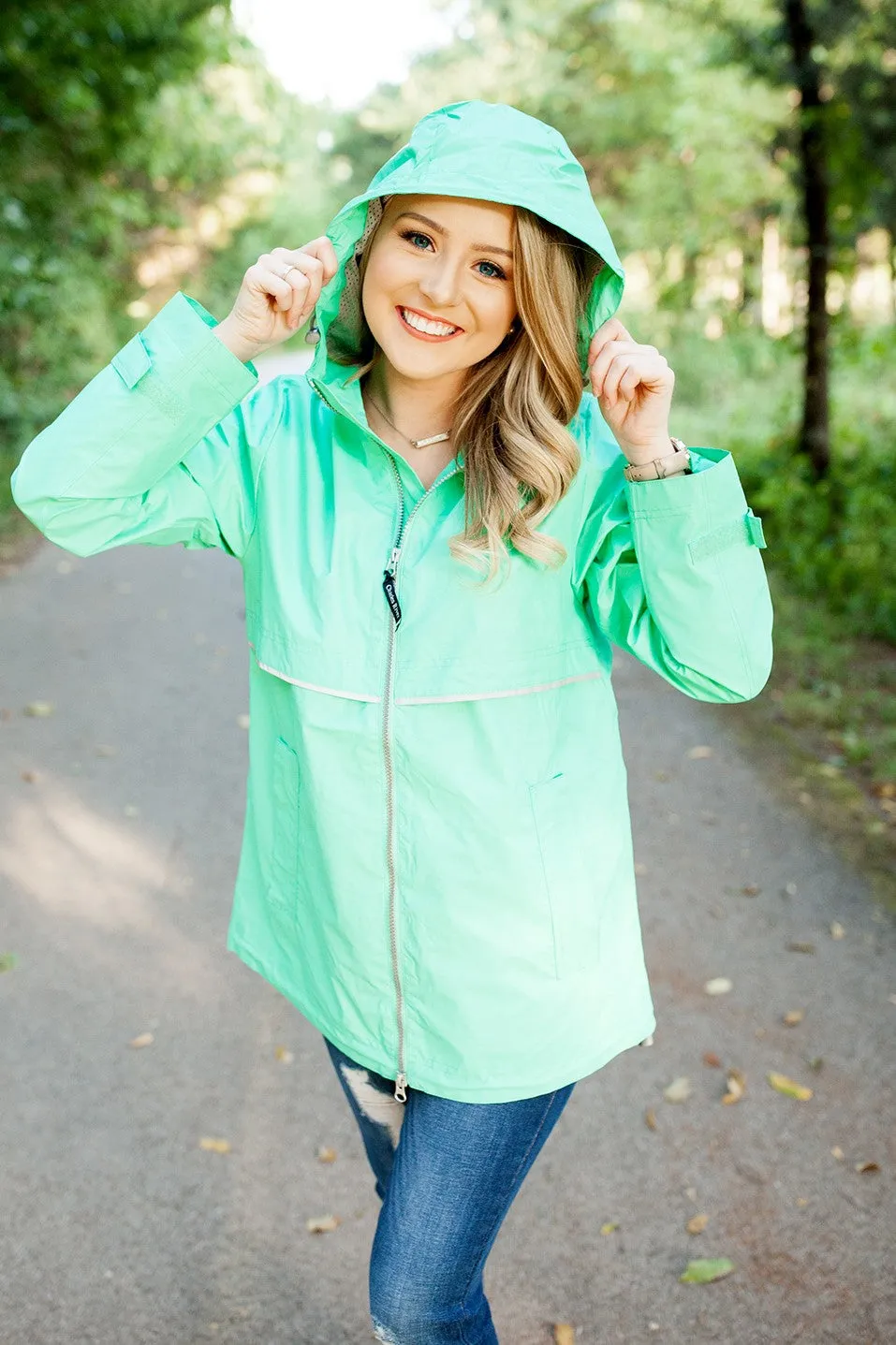 Monogrammed New Englander Rain Jacket Mint