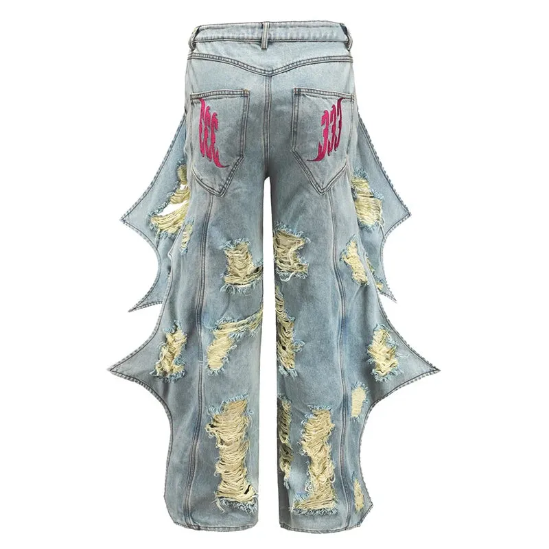 Oversize Skater-Jeans mit Rissen im Fledermaus-Design