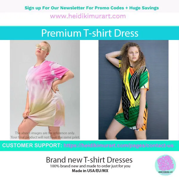 Purple Blue Camo T-shirt Dress, Army Military Print Women's Short Sleeves Dress-Made in USA/EU