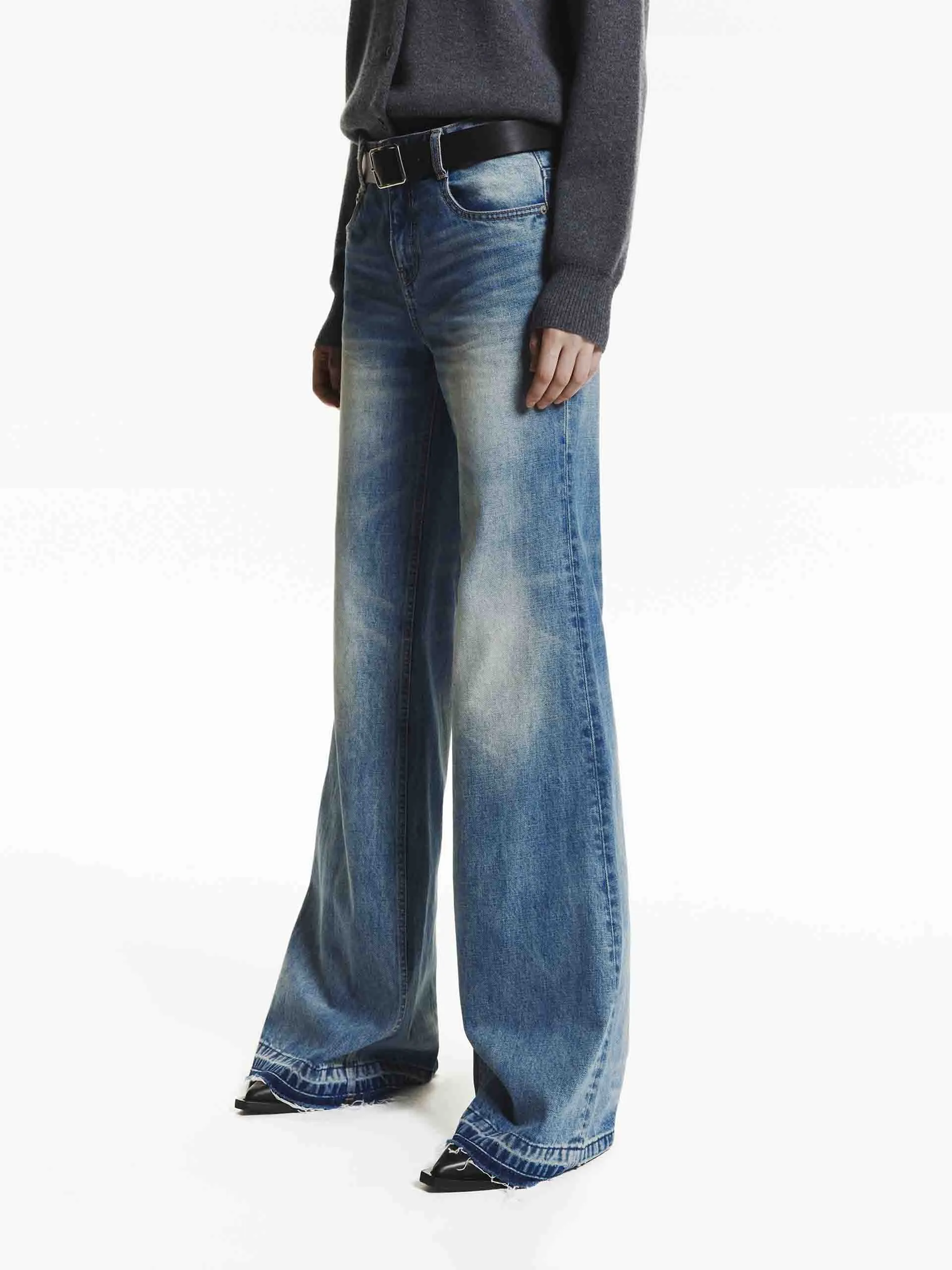 Raw Hem Flare Jeans