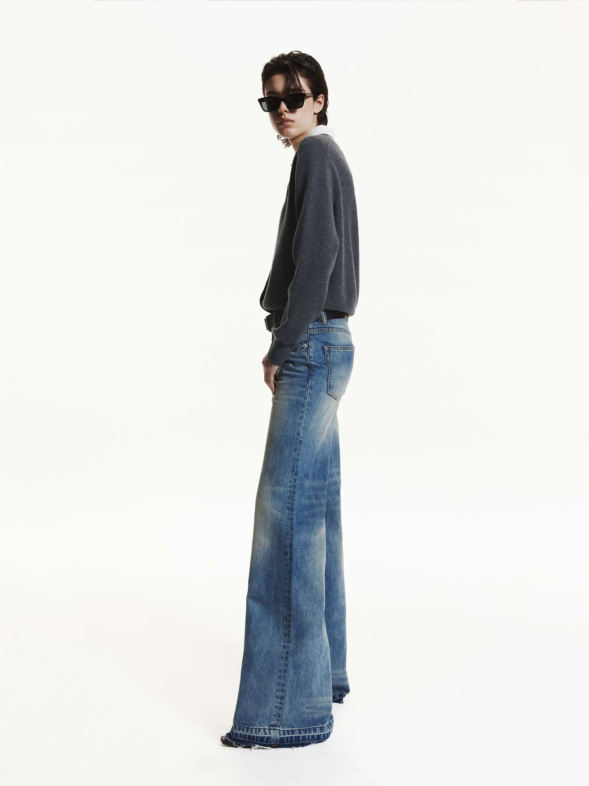 Raw Hem Flare Jeans