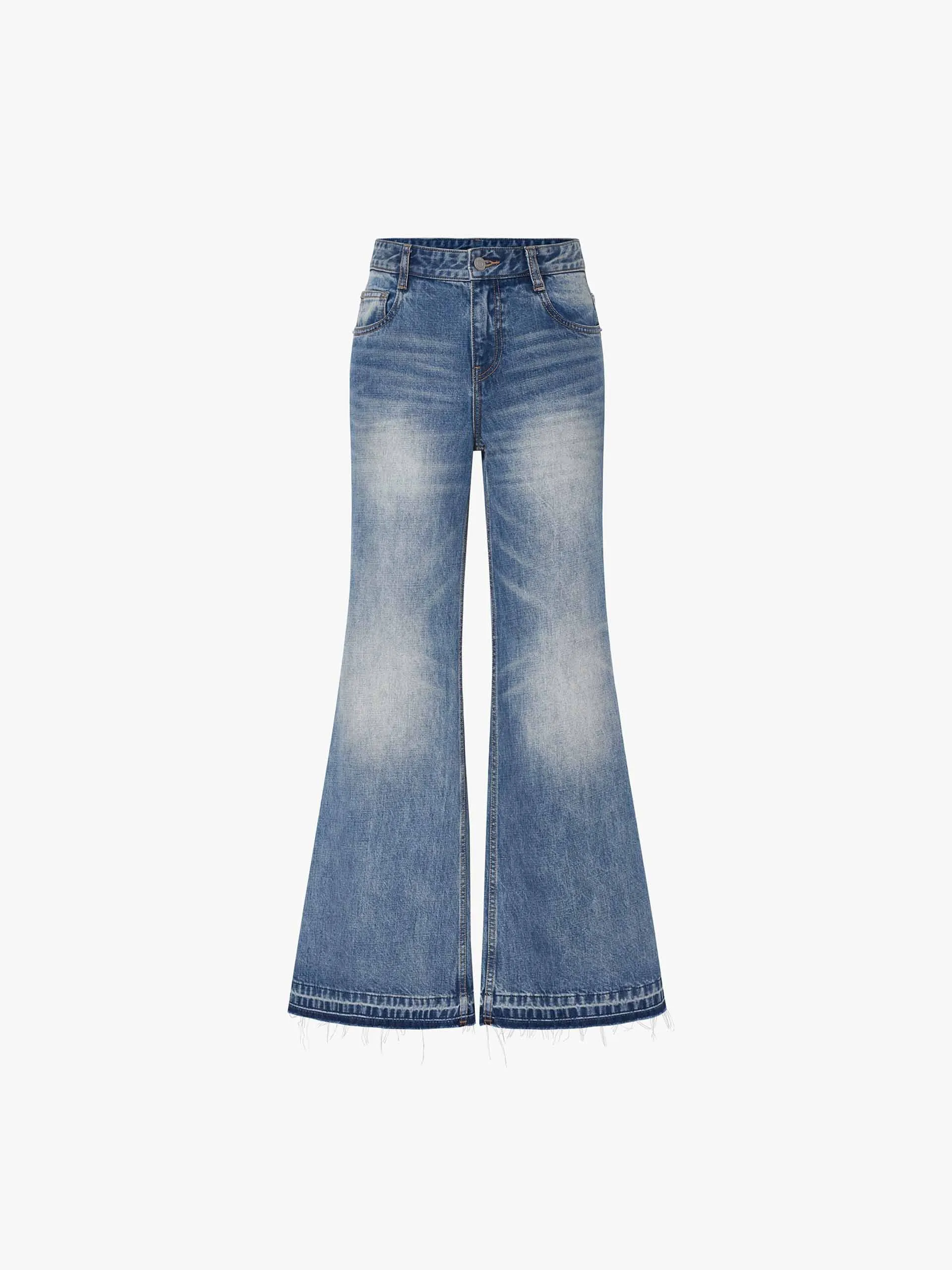 Raw Hem Flare Jeans