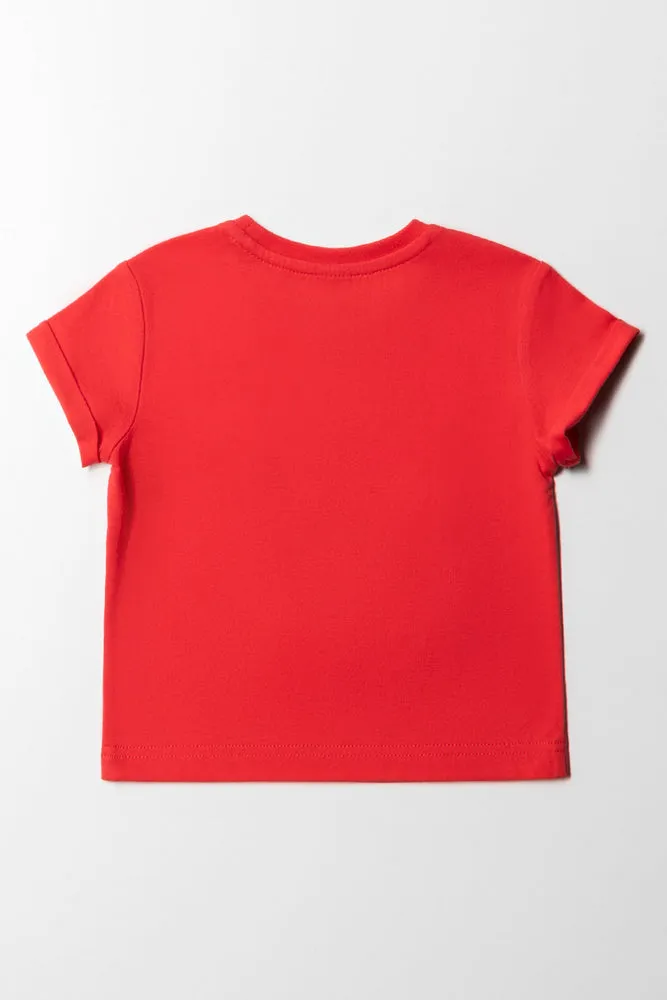 Relaxed Fit Tee- Bright Red