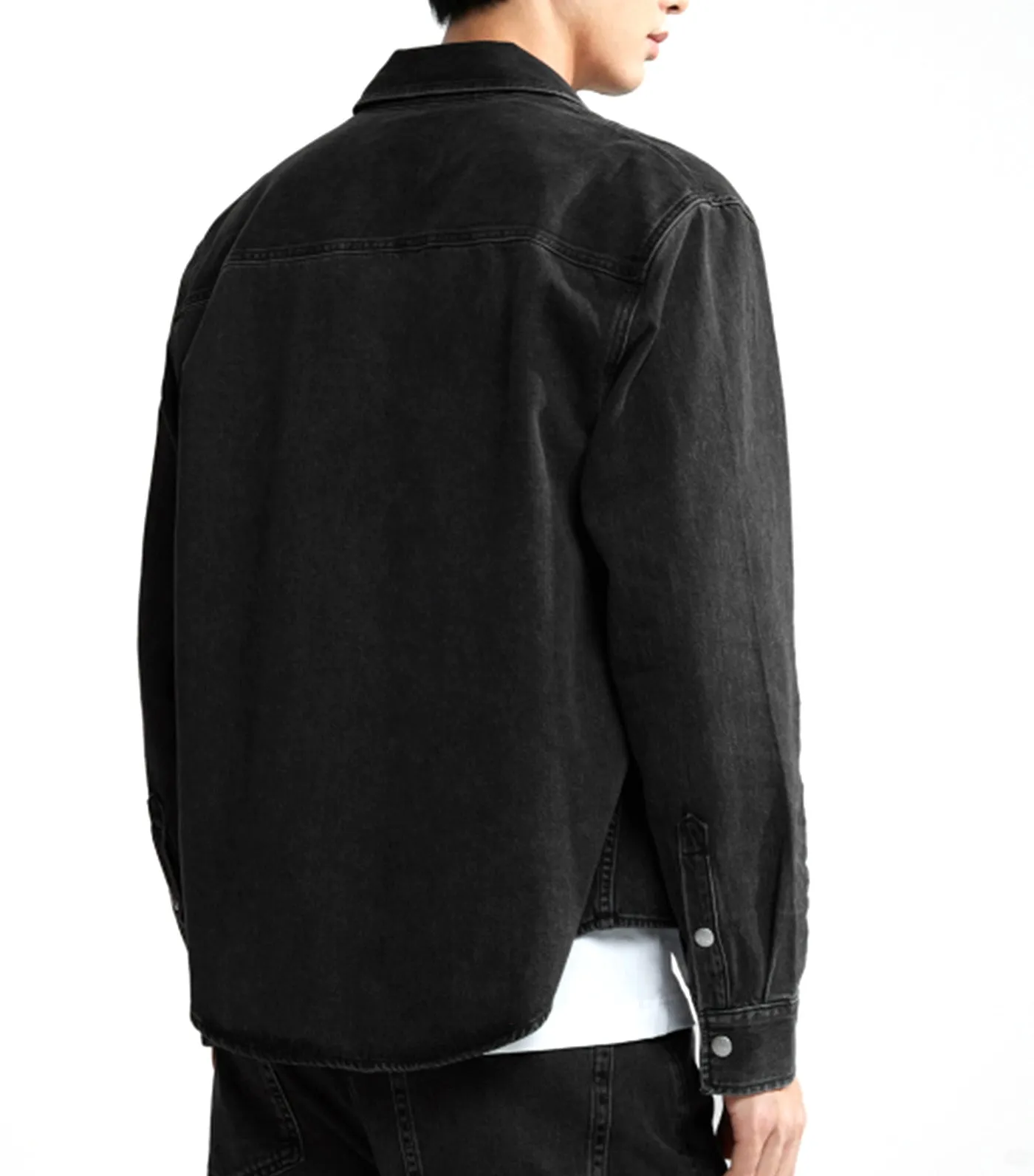 Relaxed Linear Denim Shirt Black