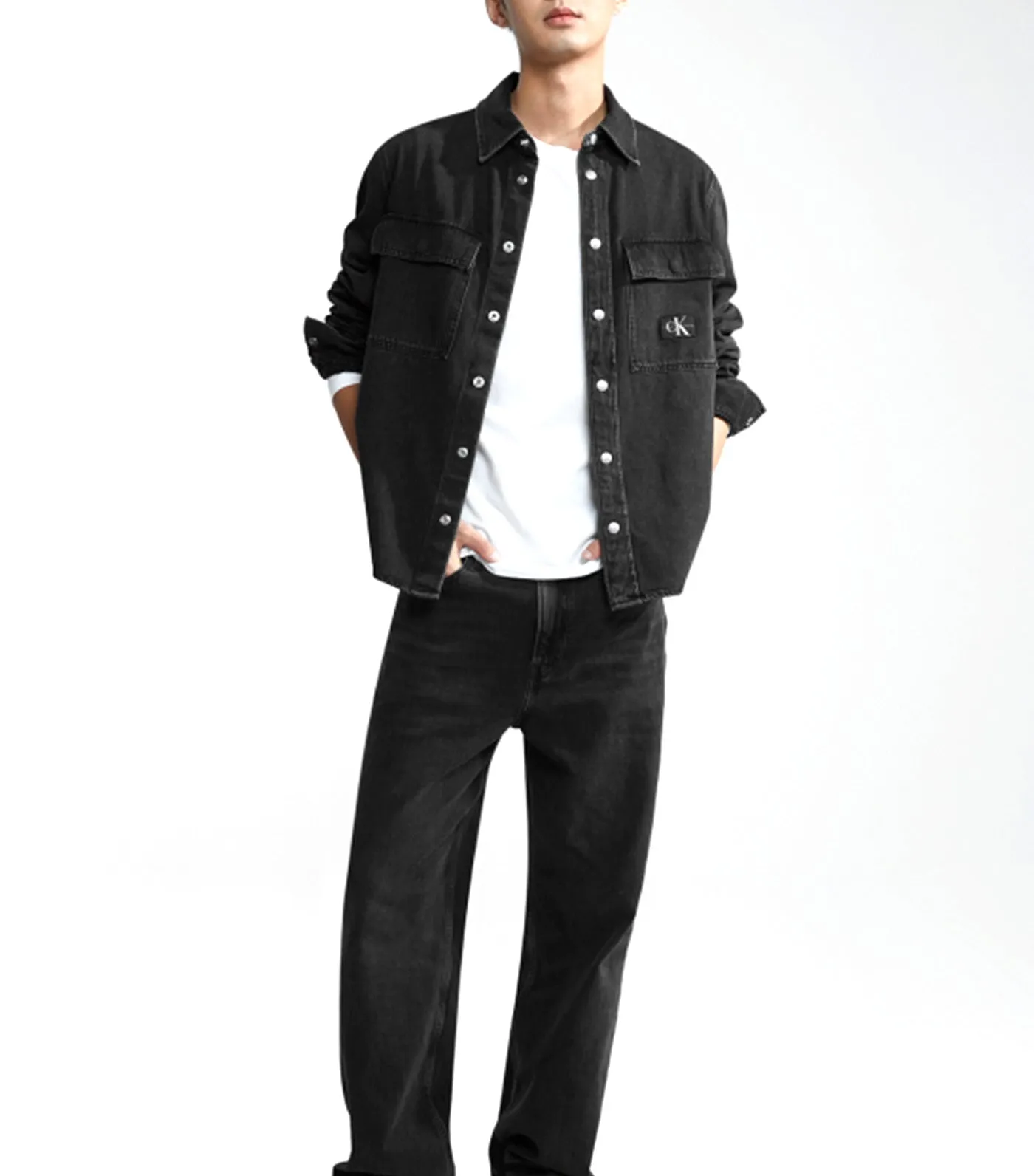 Relaxed Linear Denim Shirt Black