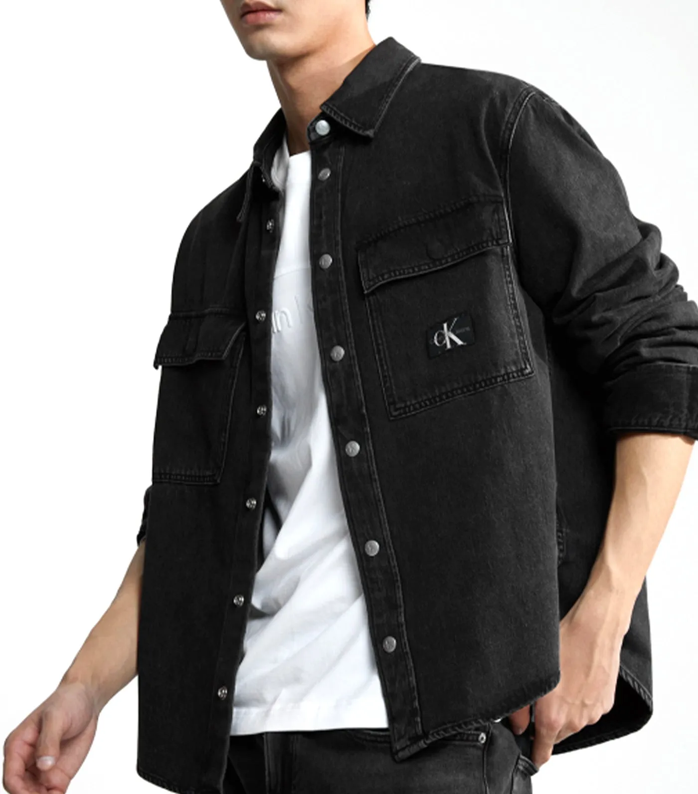 Relaxed Linear Denim Shirt Black