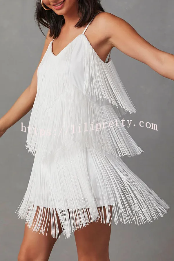 Rodeo Nights Fringed V Neck Mini Dress