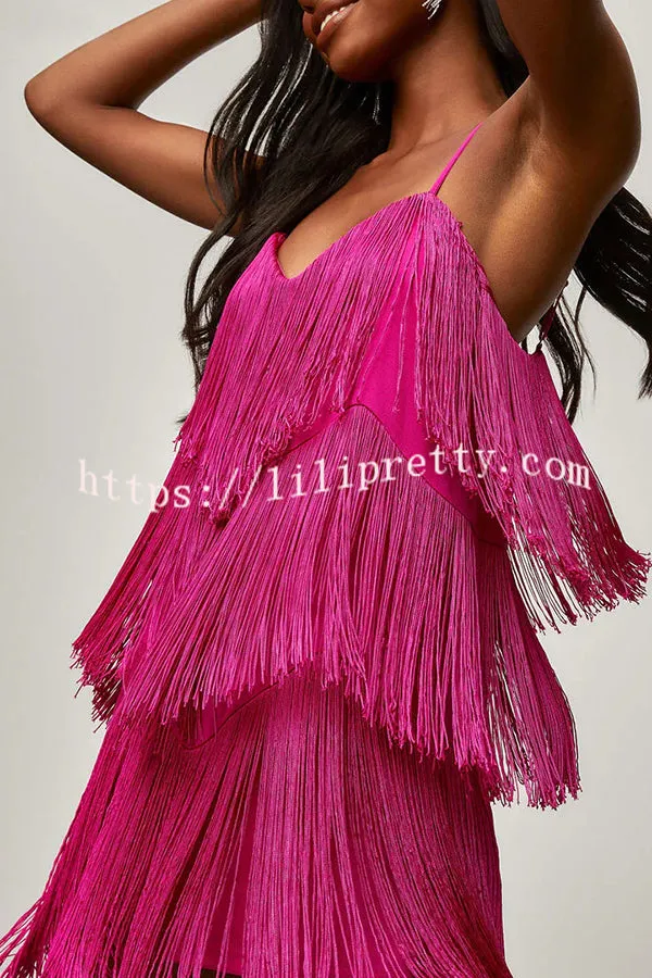 Rodeo Nights Fringed V Neck Mini Dress