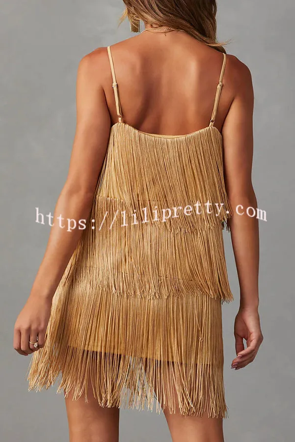Rodeo Nights Fringed V Neck Mini Dress