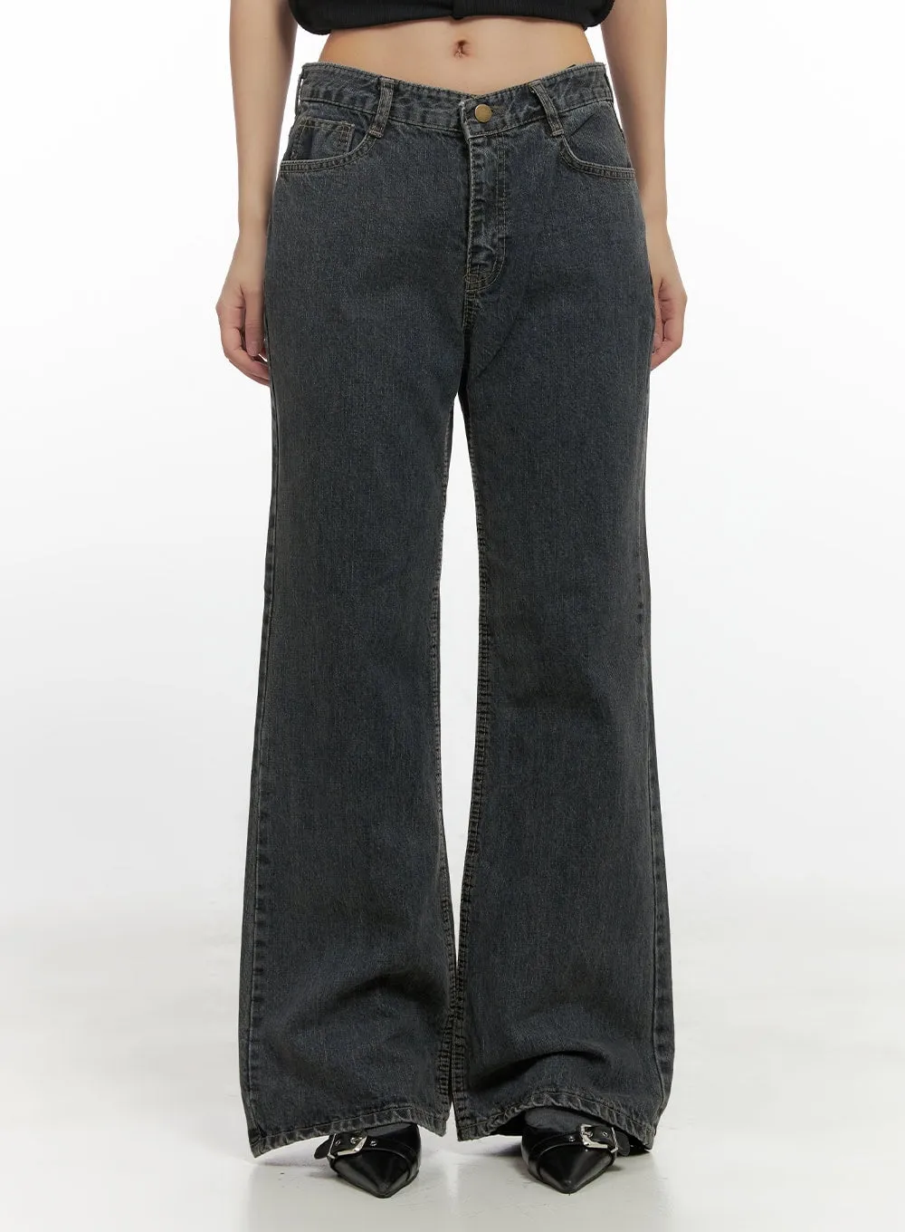 Trina Washed Cotton Flared Jeans CN419