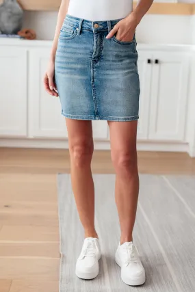 Tummy Control Denim Skirt