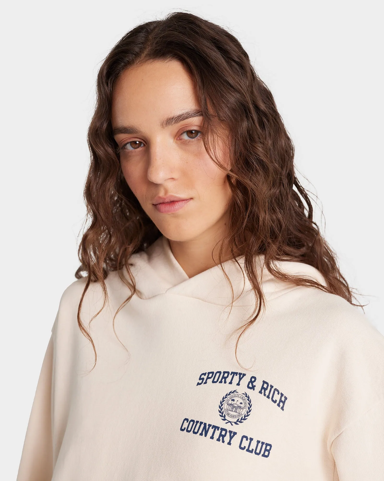 Varsity Crest Hoodie - Cream/Navy