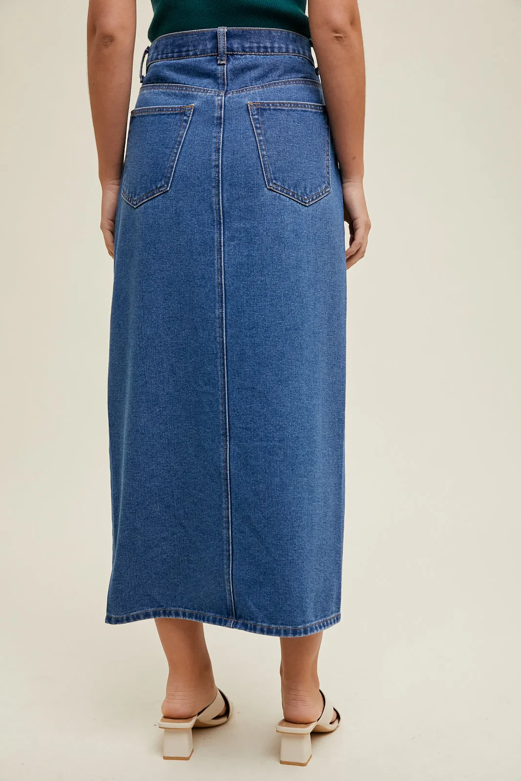 Wish List W Midi Skirt DARK DENIM